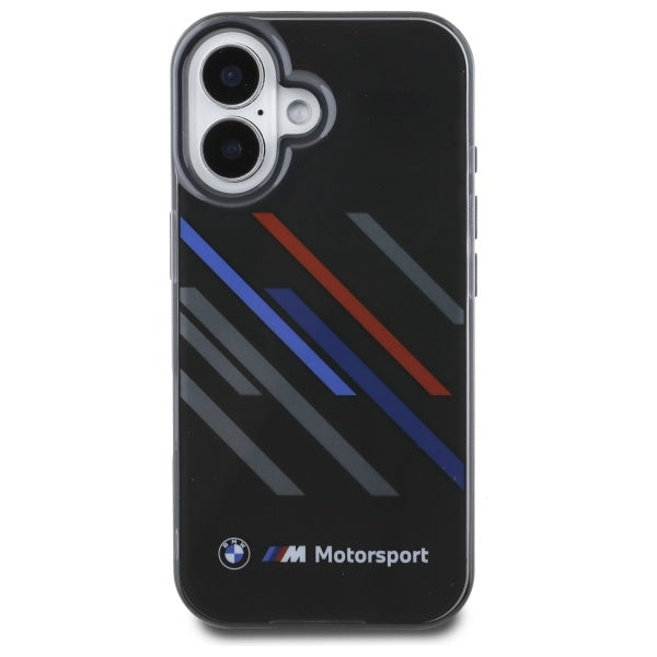 BMW Motosport IML Random Stripes iPhone 16 Plus Case - Black