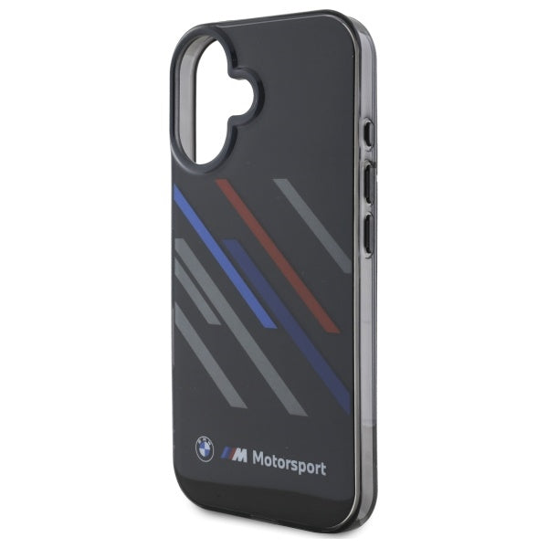 BMW Motosport IML Random Stripes iPhone 16 Plus Case - Black