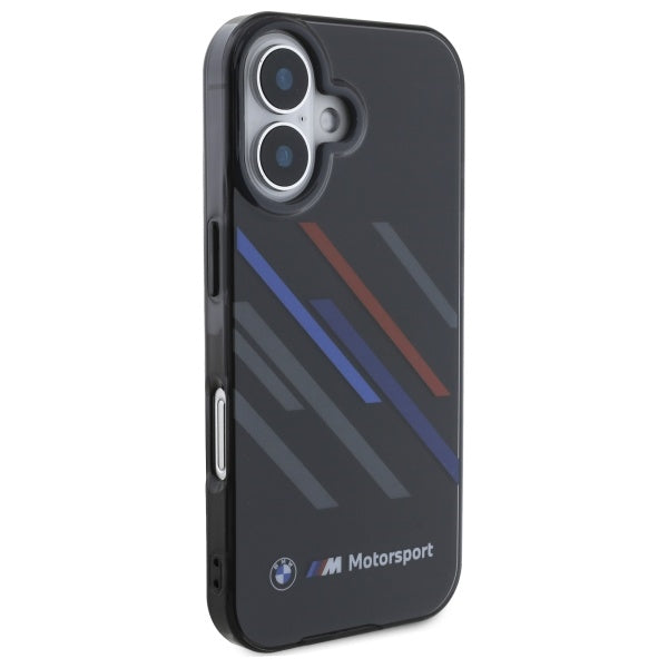 BMW Motosport IML Random Stripes iPhone 16 Plus Case - Black