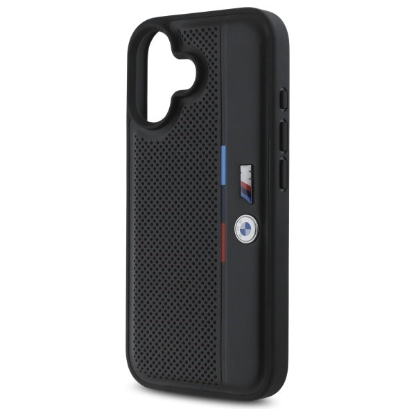 BMW M Perforated Tricolor Detail Line iPhone 16 Case - Black