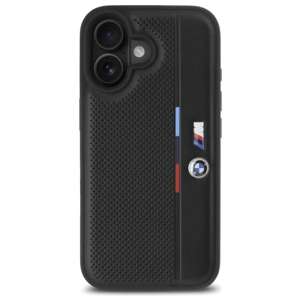 BMW M Perforated Tricolor Detail Line iPhone 16 Case - Black
