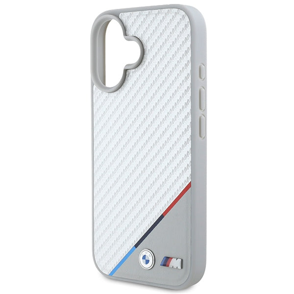 BMW M Carbon Tricolor Line MagSafe iPhone 16 Case - Gray