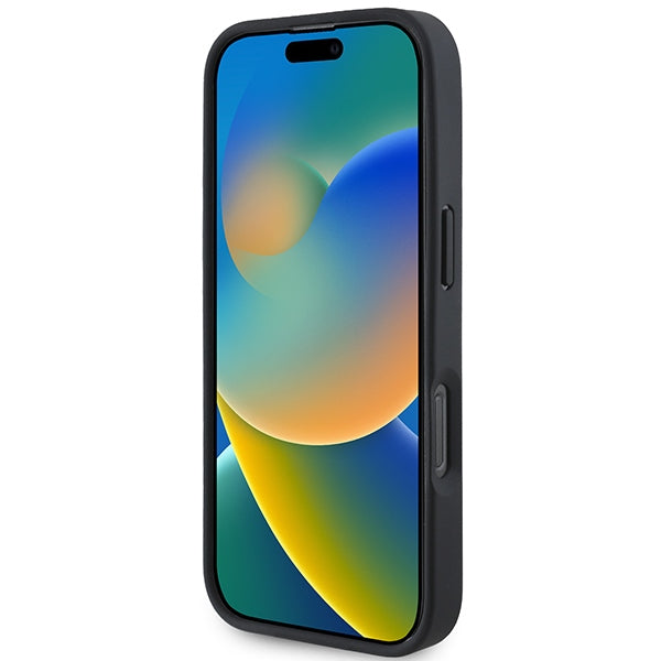 BMW Signature Leather Diamond Metal Logo MagSafe Case for iPhone 16 Pro Max - Black