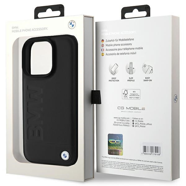BMW Leather Hot Stamp iPhone 16 Pro Case - Black