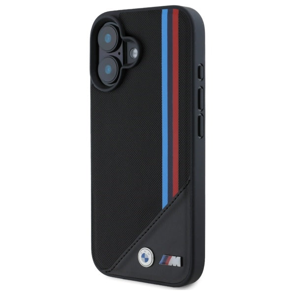 BMW M Meshed Tricolor Stripes MagSafe case for iPhone 16 - black