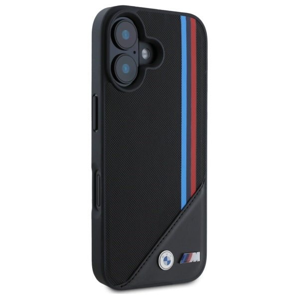 BMW M Meshed Tricolor Stripes MagSafe case for iPhone 16 - black