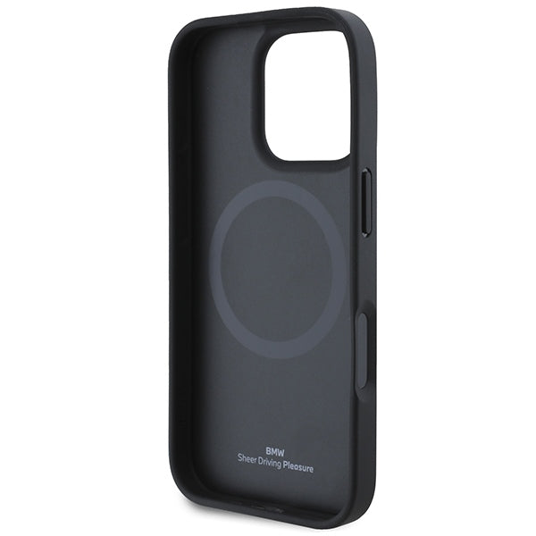 BMW Leather Hot Stamp MagSafe iPhone 16 Pro Max Case - Black