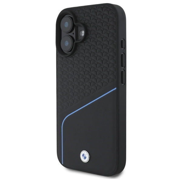 BMW Sign Leather Textured And Line MagSafe iPhone 16 Case - Black