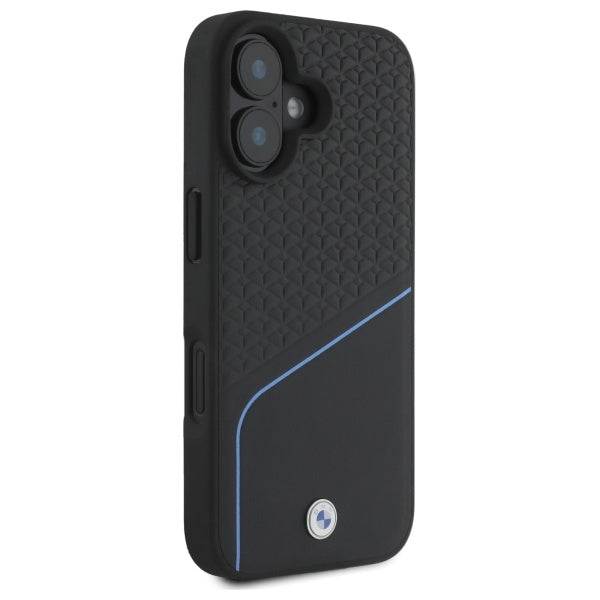 BMW Sign Leather Textured And Line MagSafe iPhone 16 Case - Black