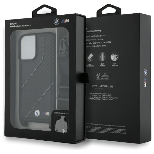 BMW M Edition Carbon Stripe &amp; Strap iPhone 16 Case - Black