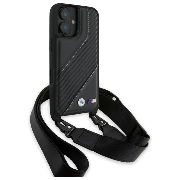 BMW M Edition Carbon Stripe &amp; Strap iPhone 16 Case - Black