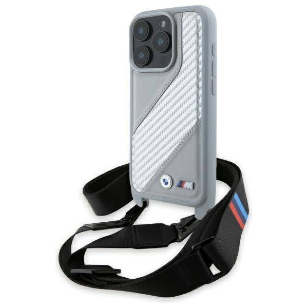 BMW M Edition Carbon Stripe &amp; Strap iPhone 16 Pro Max Case - Gray