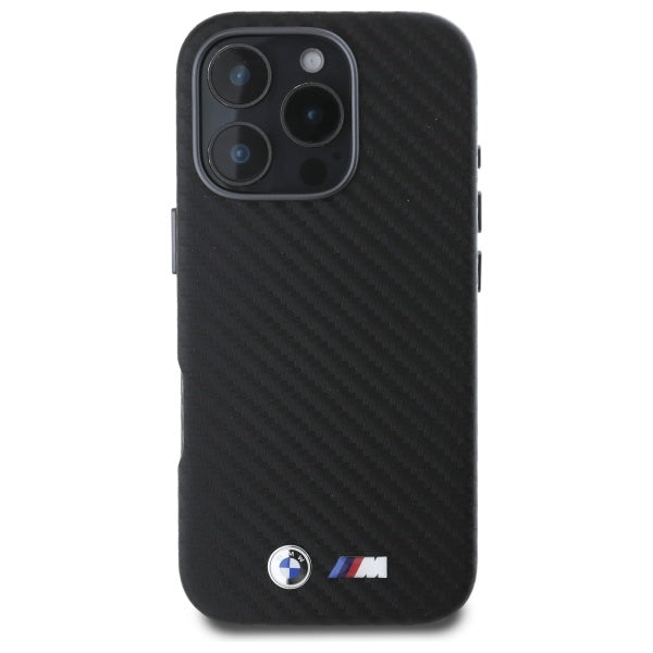 BMW Carbon Wrapped Metal iPhone 16 Pro Max Case - Black