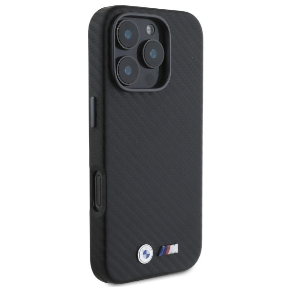 BMW Carbon Wrapped Metal iPhone 16 Pro Max Case - Black