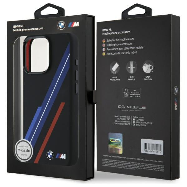 BMW Silicone Random Lines MagSafe iPhone 16 Pro Case - Black
