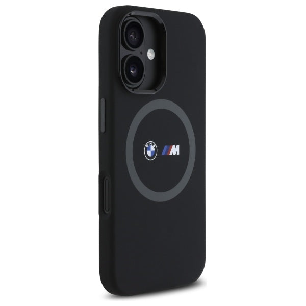 BMW M Silicone Printed Ring MagSafe iPhone 16 Case - Black