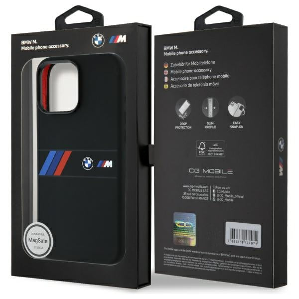 BMW Silicone Middle Stripe MagSafe Case for iPhone 16 Pro Max - Black