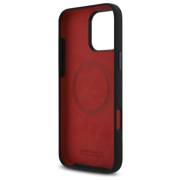 BMW Silicone Hexagon Red Line MagSafe Case for iPhone 16 Pro Max - Black
