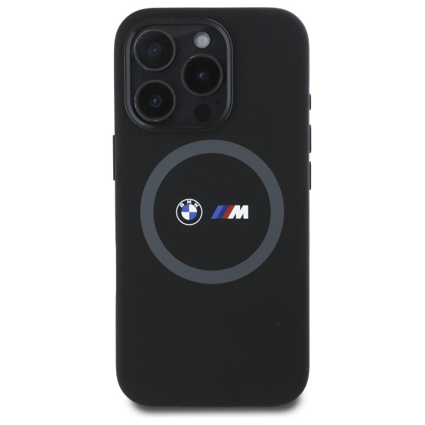 BMW M Silicone Printed Ring MagSafe Case for iPhone 16 Pro Max - Black