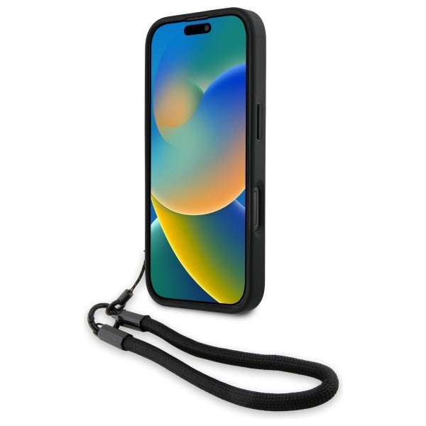 BMW Signature Leather Wordmark Cord case for iPhone 16 Pro Max - black