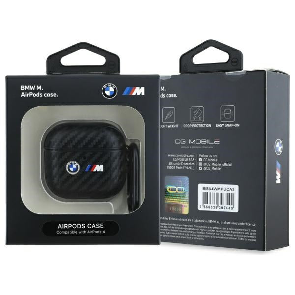 BMW Carbon Double Metal Logo case for AirPods 4 - black