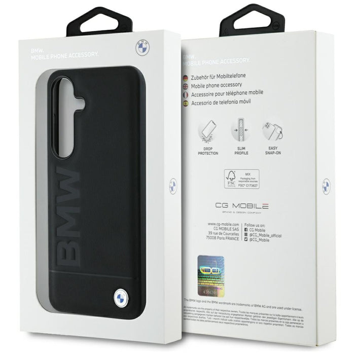 BMW Leather Big Wordmark Case for Samsung Galaxy S25 - Black