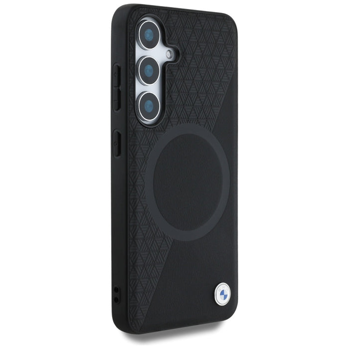 BMW Leather Half Textured MagSafe Case for Samsung Galaxy S25 - Black