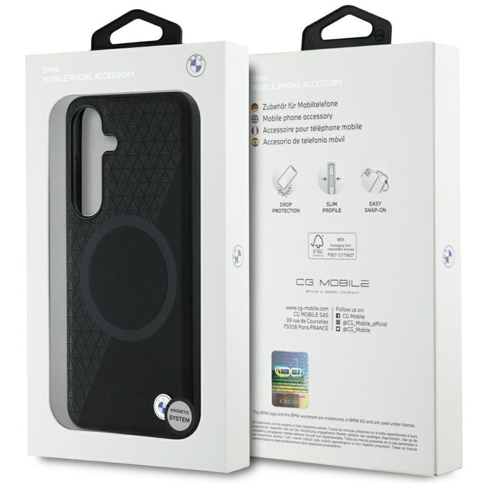 BMW Leather Half Textured MagSafe Case for Samsung Galaxy S25 - Black