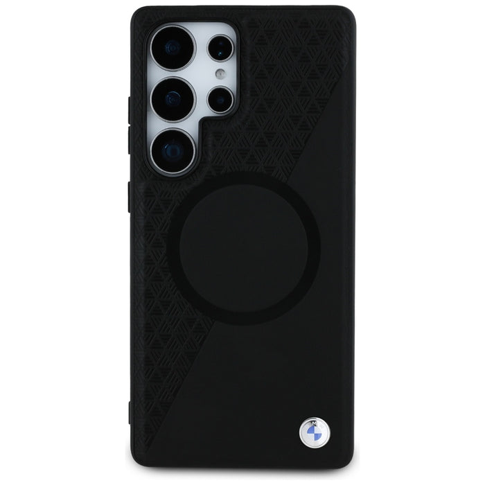 BMW Leather Half Textured MagSafe Case for Samsung Galaxy S25 Ultra - Black