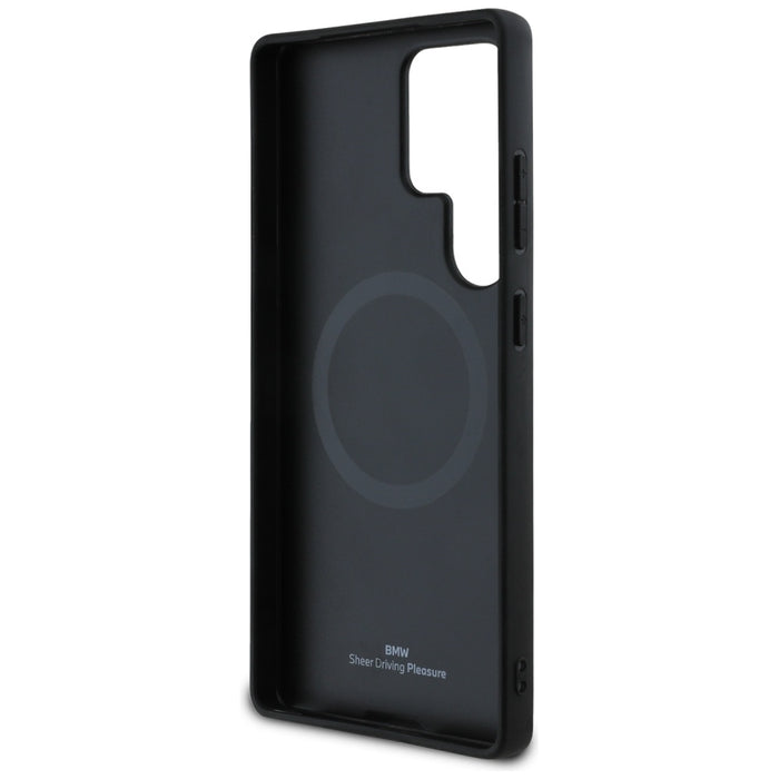 BMW Leather Half Textured MagSafe Case for Samsung Galaxy S25 Ultra - Black