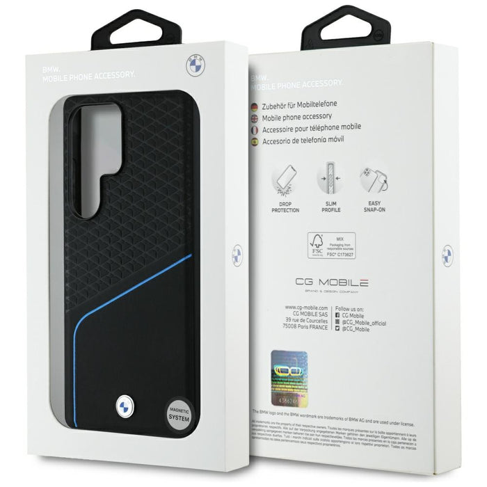 BMW Leather Textured and Smooth MagSafe case for Samsung Galaxy S25 Ultra - black