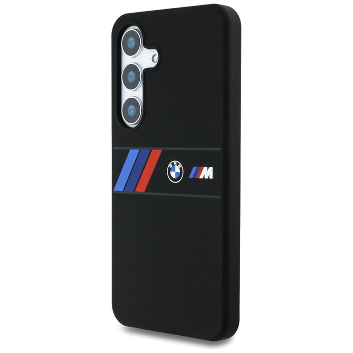 BMW Silicone Middle Tricolor Stripes MagSafe Case for Samsung Galaxy S25 - Black