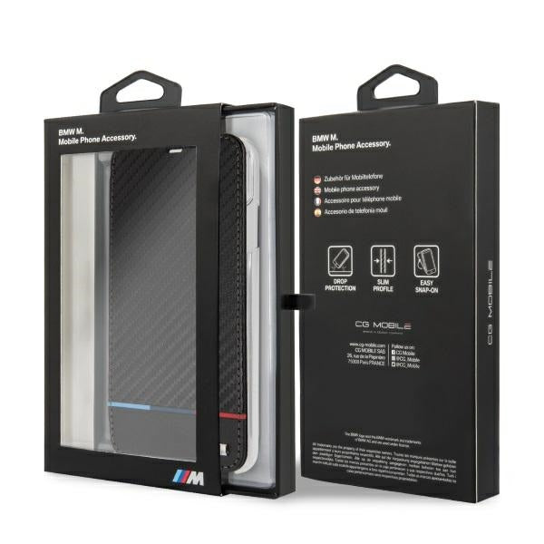 BMW Carbon Tricolor Stripe iPhone XS Max Case - Black