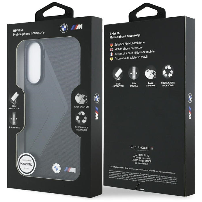 BMW Leather Oversized Stripes MagSafe case for Samsung Galaxy S25 Edge - black