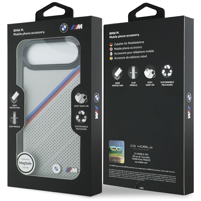 BMW M Tricolor Metal Logo MagSafe Case for iPhone 17 Air - Gray
