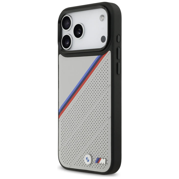 BMW M Tricolor Metal Logo MagSafe Case for iPhone 17 Pro Max - Gray