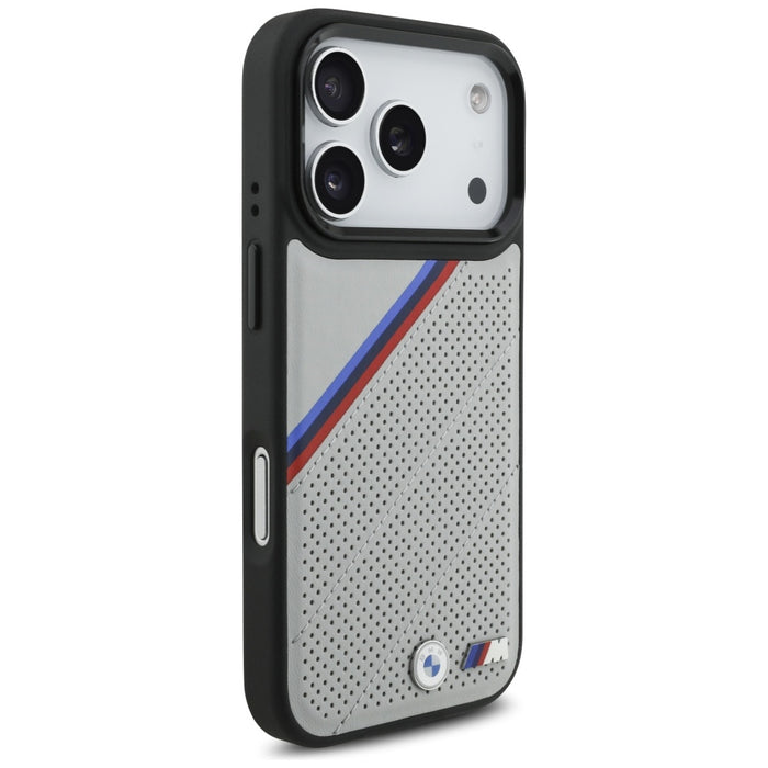 BMW M Tricolor Metal Logo MagSafe Case for iPhone 17 Pro - Gray
