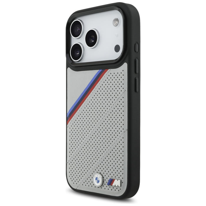 BMW M Tricolor Metal Logo MagSafe Case for iPhone 17 Pro - Gray