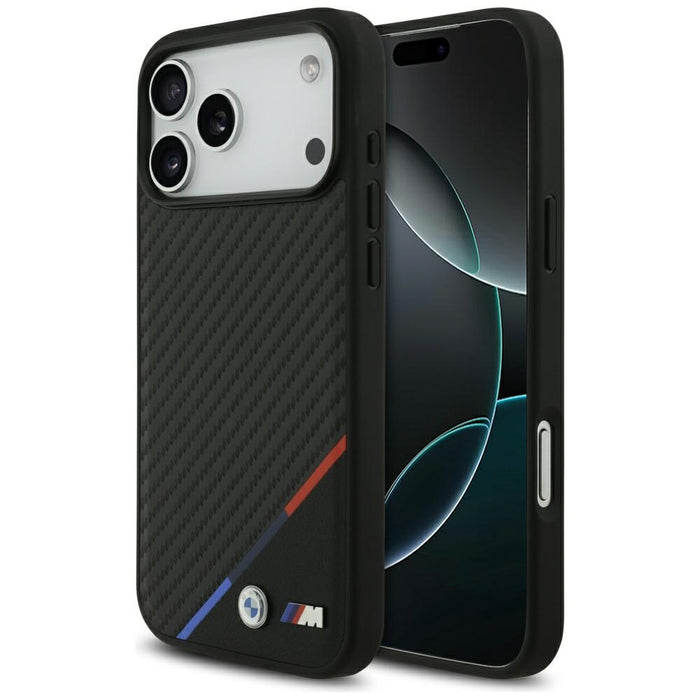BMW M Carbon Tricolor Line MagSafe Case for iPhone 17 Pro Max - Black