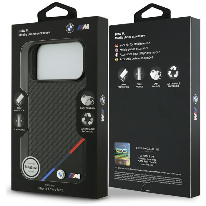BMW M Carbon Tricolor Line MagSafe Case for iPhone 17 Pro Max - Black