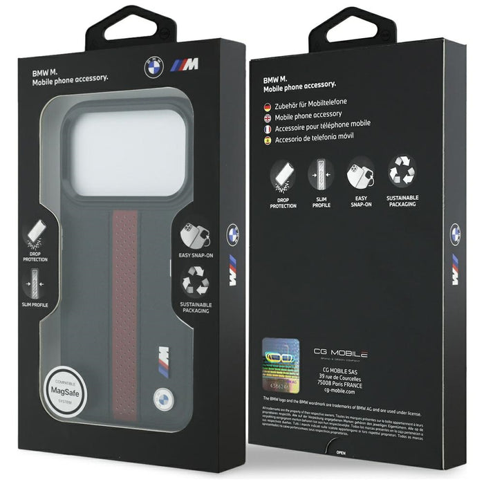 BMW M Perforated Stripe Logo MagSafe Case for iPhone 17 Pro - Red