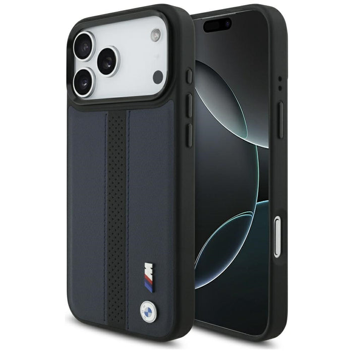 BMW M Perforated Stripe Logo MagSafe Case for iPhone 17 Pro Max - Navy Blue