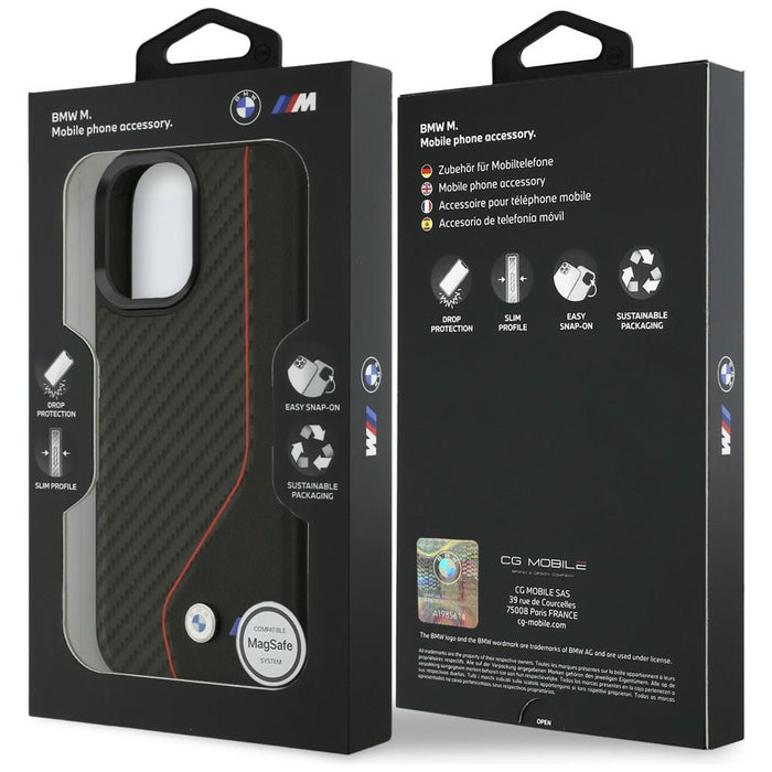 BMW M Carbon Line &amp; Logo MagSafe Case for iPhone 17 - Red