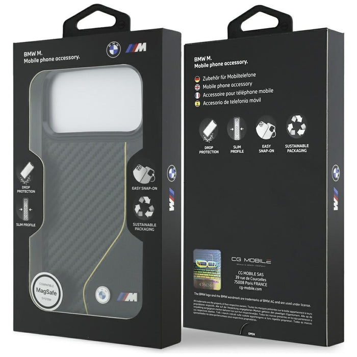 BMW M Carbon Line &amp; Logo MagSafe Case for iPhone 17 Pro Max - Yellow