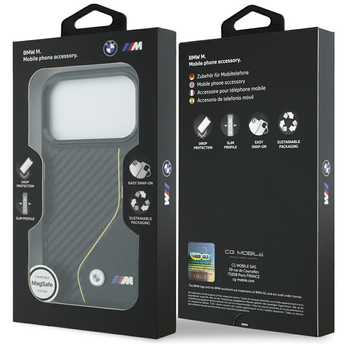 BMW M Carbon Line &amp; Logo MagSafe Case for iPhone 17 Pro - Yellow