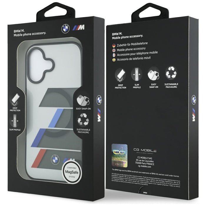 BMW M IML Metal Buttons Tricolor Lines MagSafe Case for iPhone 17 - Gray