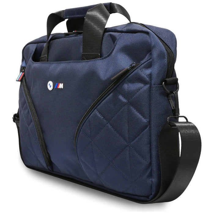 BMW Nylom Pockets &amp; Metal Logo 16" Laptop Bag - Navy Blue
