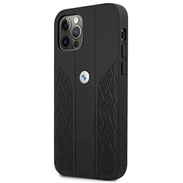 BMW Leather Curve Perforate Case for iPhone 12 Pro Max - Black