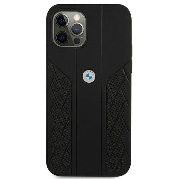 BMW Leather Curve Perforate Case for iPhone 12 Pro Max - Black