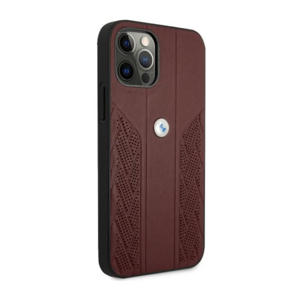 BMW Leather Curve Perforate Case for iPhone 12 Pro Max - Red